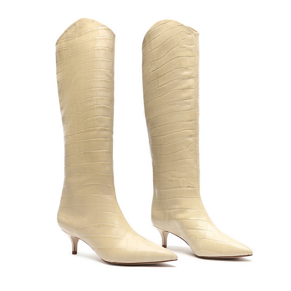 Maryana Lo Crocodile-Embossed Leather Boot